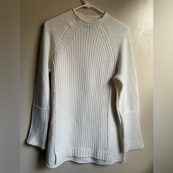 JCrew Wool Mock neck ribbed thick knit cable sweater size S - Picture 1 of 8